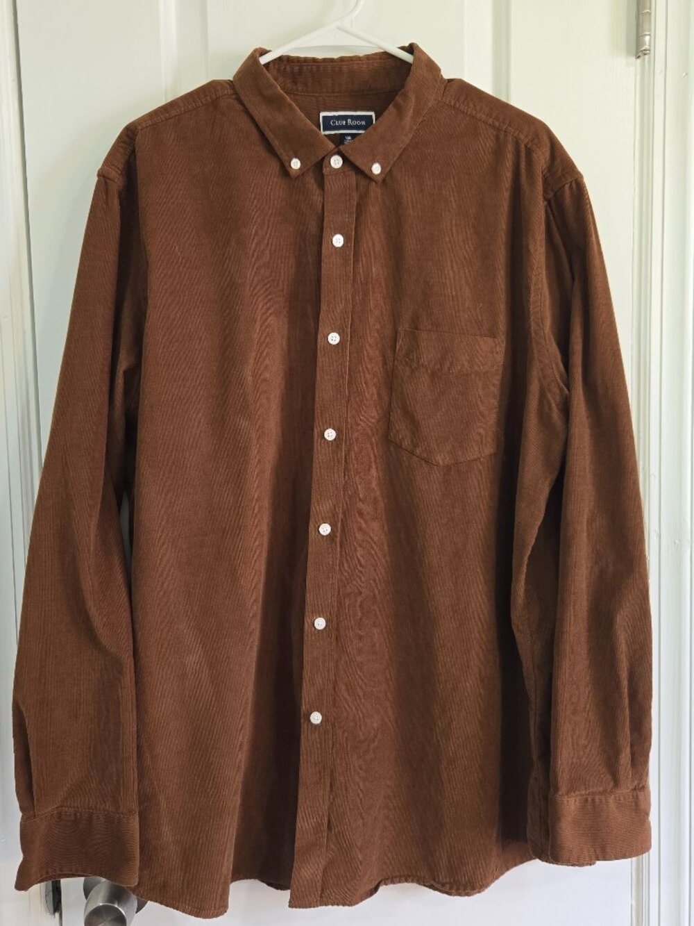 Club Room Brown Fine Wale Corduroy Button Down Shirt Men's XXL Cotton
